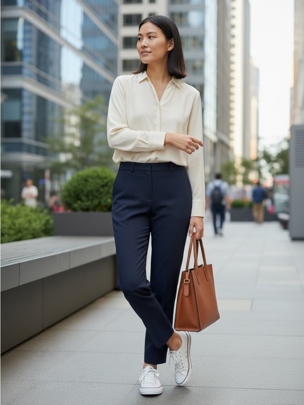 Escada Navy Straight-Leg Trousers